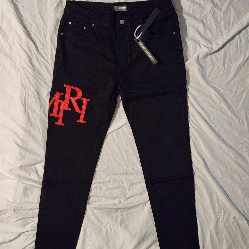 AMIRI Black Skinny Jeans with Red Logo Brand New With Tags Size 34